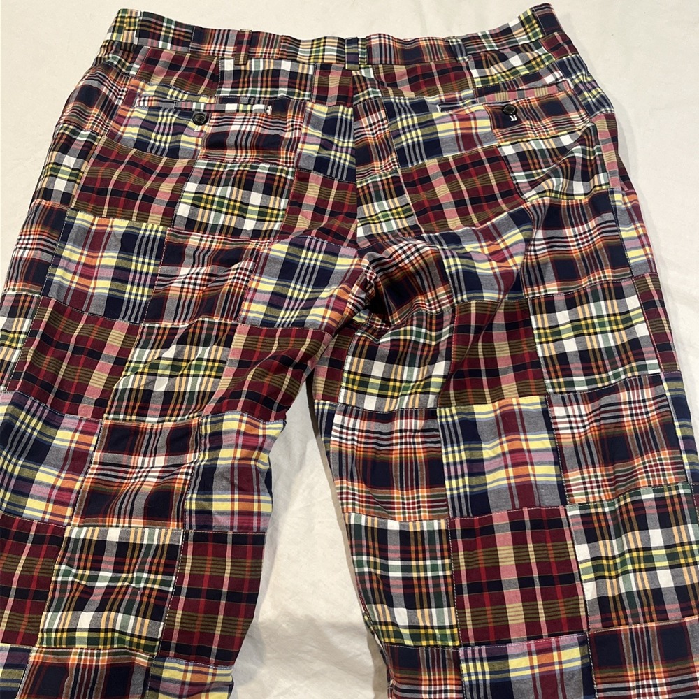 Brooks Brothers 346 Madras Plaid Pants Men's Size 40x30 Preppy Patchwork Cotton - Picture 7 of 9